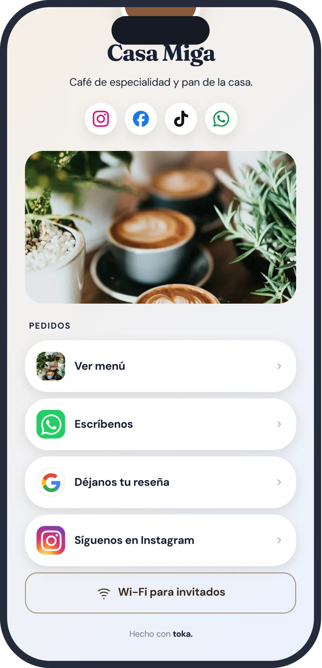 Enlaces de Casa Miga: menú, WhatsApp, reseñas, Instagram y Wi-Fi