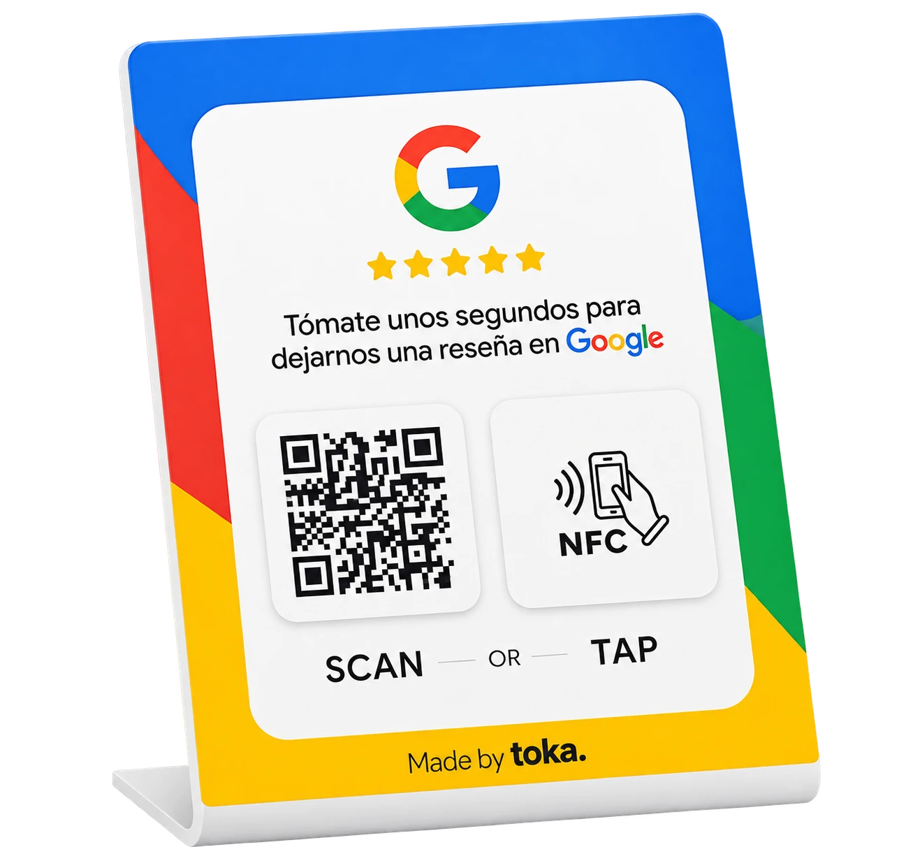 Placa Toka con código QR y NFC incluidos para reseñas de Google